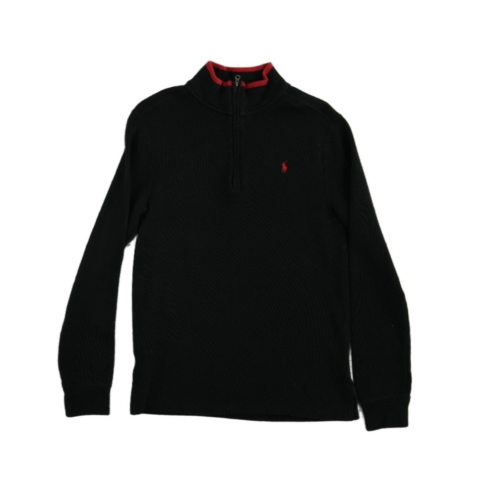 Polo Ralph Lauren Quarter Zip Pullover Sweater Boy's Size XL 18-20 Black Cotton